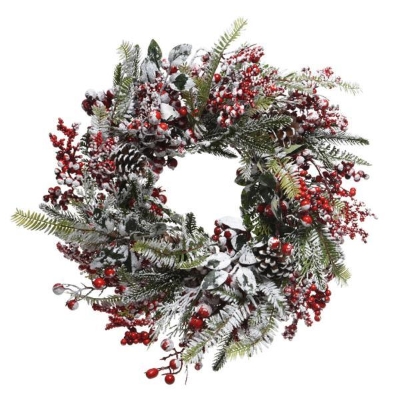 Artificial Frosted Red Berry Christmas Wreath