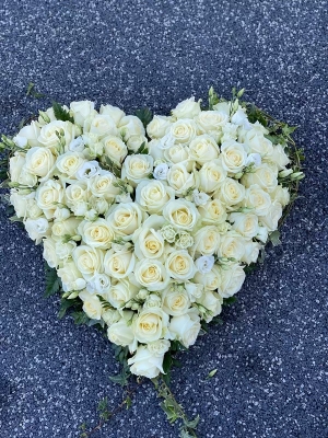 White Rose Heart with Ivy Edge