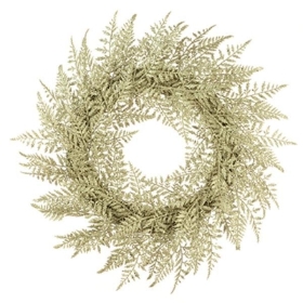 Artificial Leather Fern Champagne Christmas Wreath